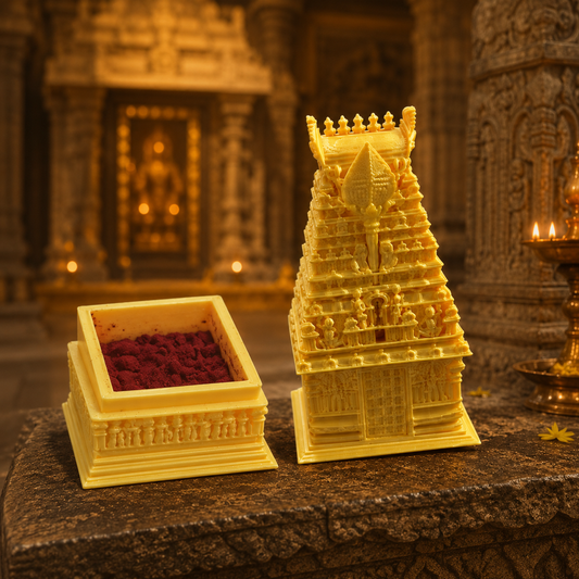 Premium Temple Kumkum Holder – Mini Gopuram Design